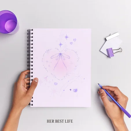 PURPLE RUBBON NOTEBOOK