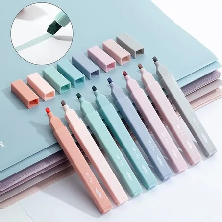 12 Pcs Aesthetic Cute Pastel Highlighter, with Soft Chisel Tip
