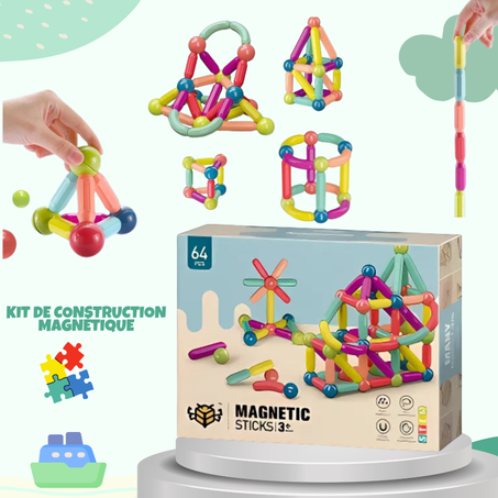 Blocs de construction magnétiques Pour les enfants 64 Pièces
