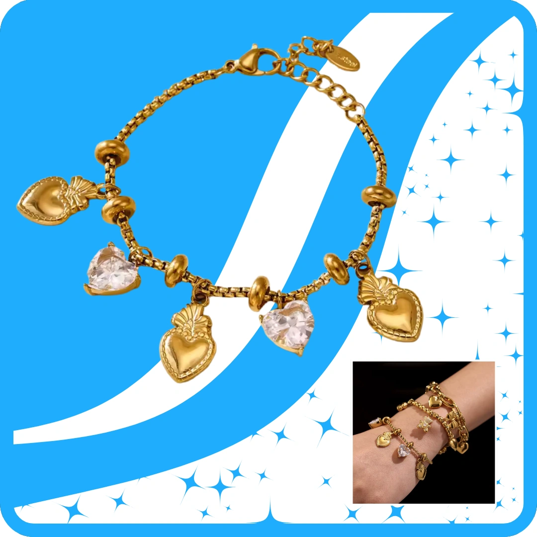 Pulsera de Corazones Dorados
