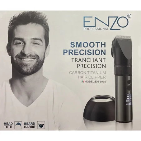 ENZO PROFESSIONAL أداة حلاقة الشعر واللحية قابلة لإعادة الشحن مع 4 مشابك توجيهية