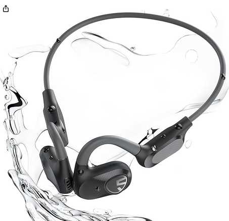 ساوند بيتس سماعات بلوتوث لايت 2 مفتوحة على الأذن من ران فري لاسلكية بتقنية توصيل الهواء صوت جهوري محسن 16.2 ملم مكالمات واضحة بميكروفونين ملاءمة مريحة 5.3 أسود