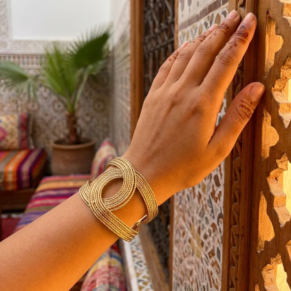 “Bientôt disponible”  Bracelet Manchette Élégance Tressée Gold