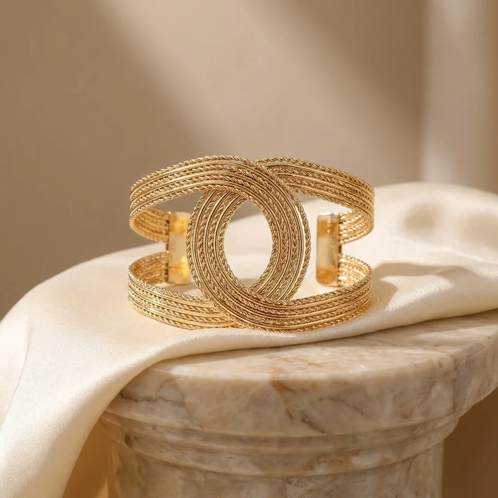 “Bientôt disponible”  Bracelet Manchette Élégance Tressée Gold