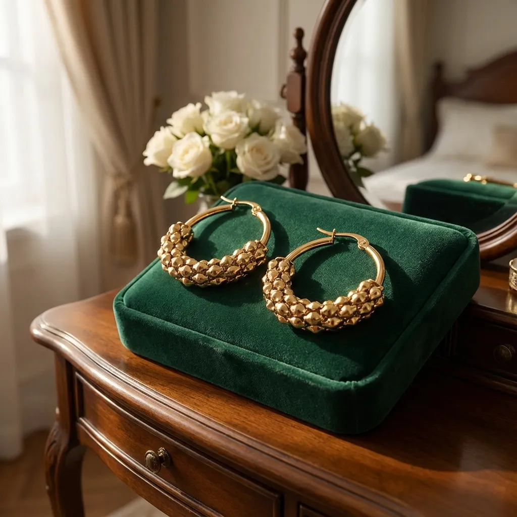 أقراط دائرية ذهبية مقاومة للتآكل – تصميم بسيط وأناقة يومية