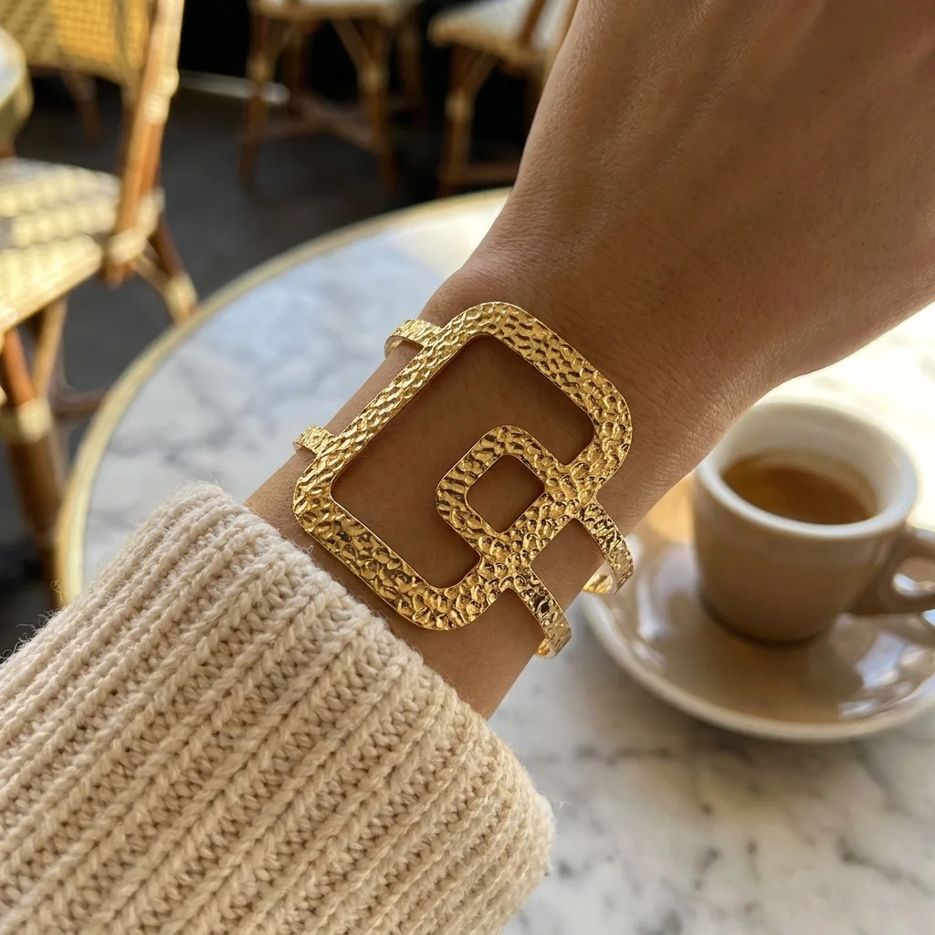 “Bientôt disponible” Bracelet Manchette Martelé 