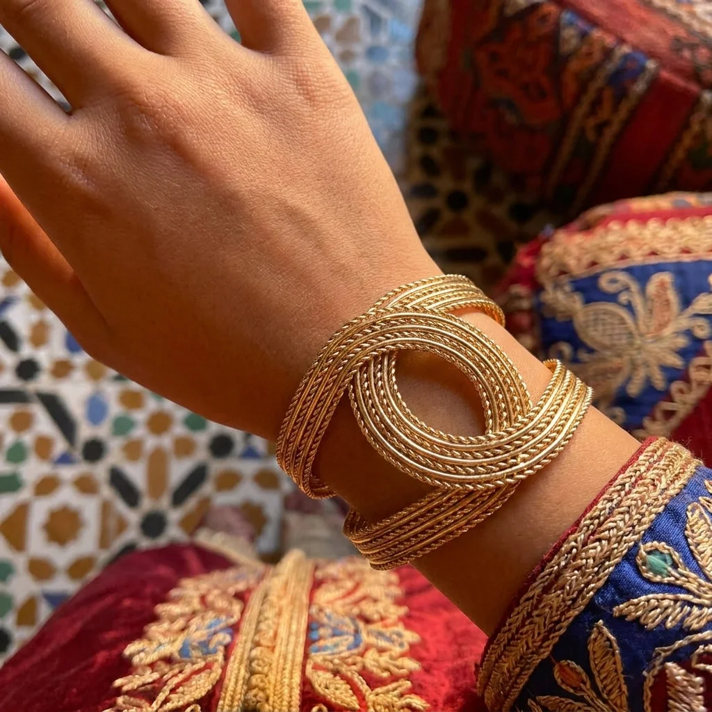 “Bientôt disponible”  Bracelet Manchette Élégance Tressée Gold