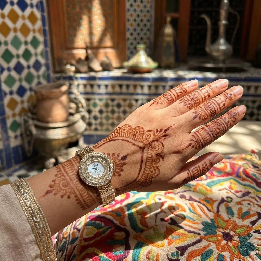 ساعة فاخرة مطلية بالذهب 18k– تصميم ملكي ولمسة من اللؤلؤ واللمعان
