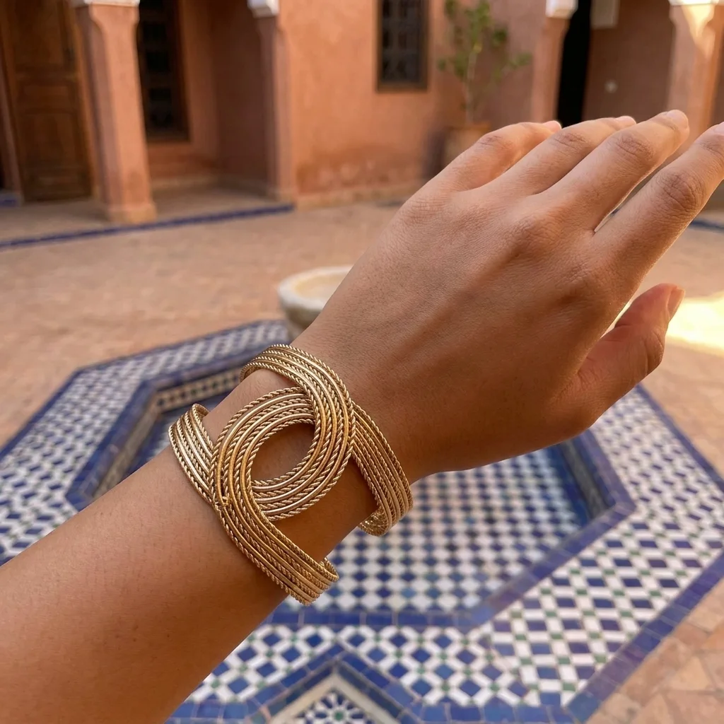 “Bientôt disponible”  Bracelet Manchette Élégance Tressée Gold