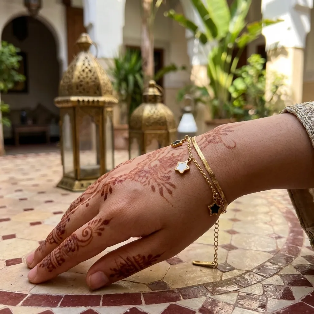 سوار ذهبي بطبقات متعددة مع نجوم ساحرة – تصميم يدوي أنيق ومقاوم للماء