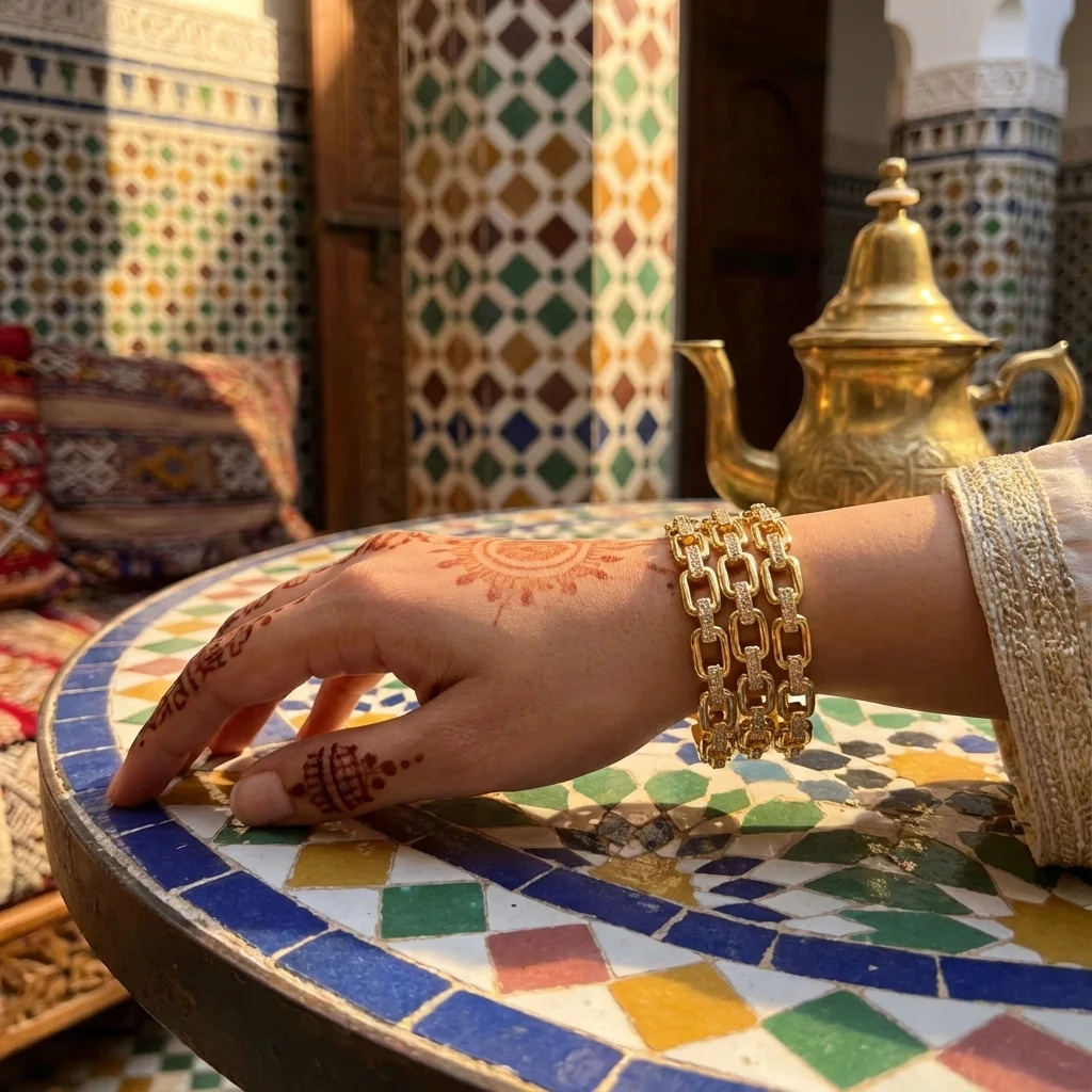 ثلاثية ذهبية – تناغم الضوء والحرفية في طقم فاخر