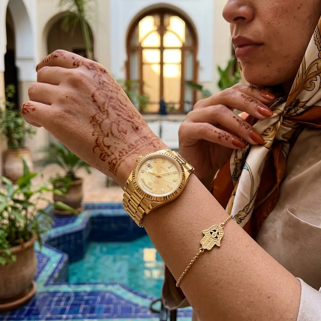 Montre de Luxe pour Femme – Entièrement Dorée, Cadran Champagne et Lunette Cannelée
