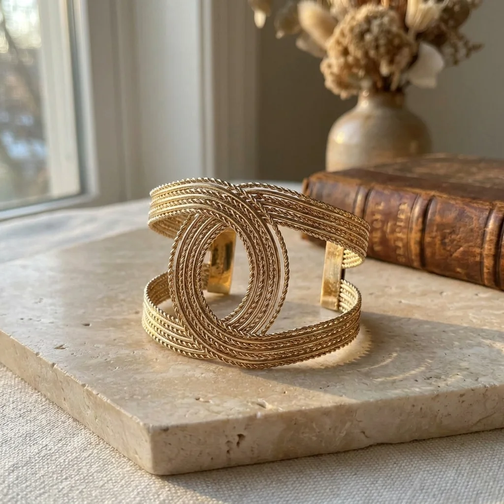 “Bientôt disponible”  Bracelet Manchette Élégance Tressée Gold