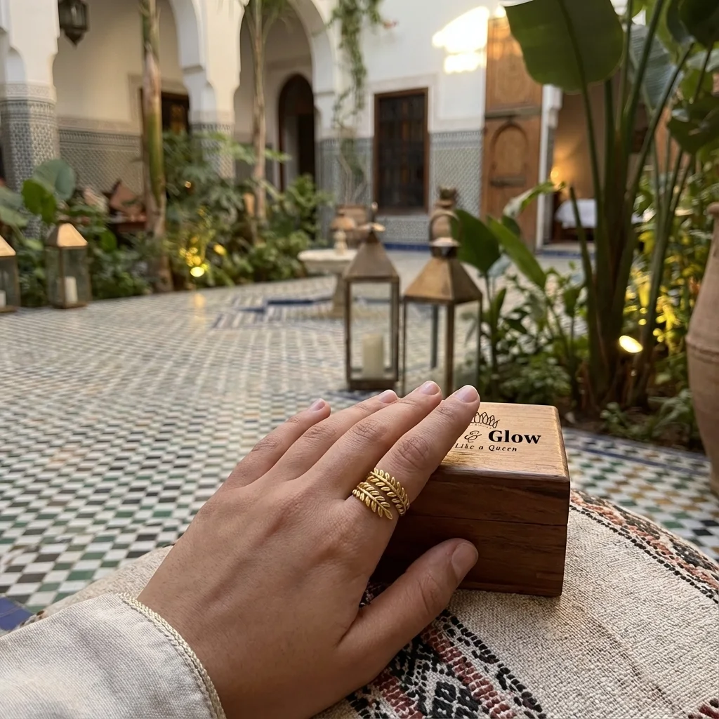 18K خاتم مفتوح هندسي مطلي بالذهب عيار
