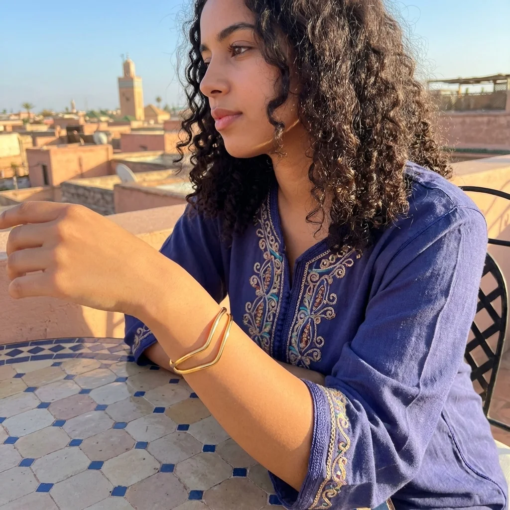 سوار ذهبي مزدوج التصميم – انسيابية عصرية