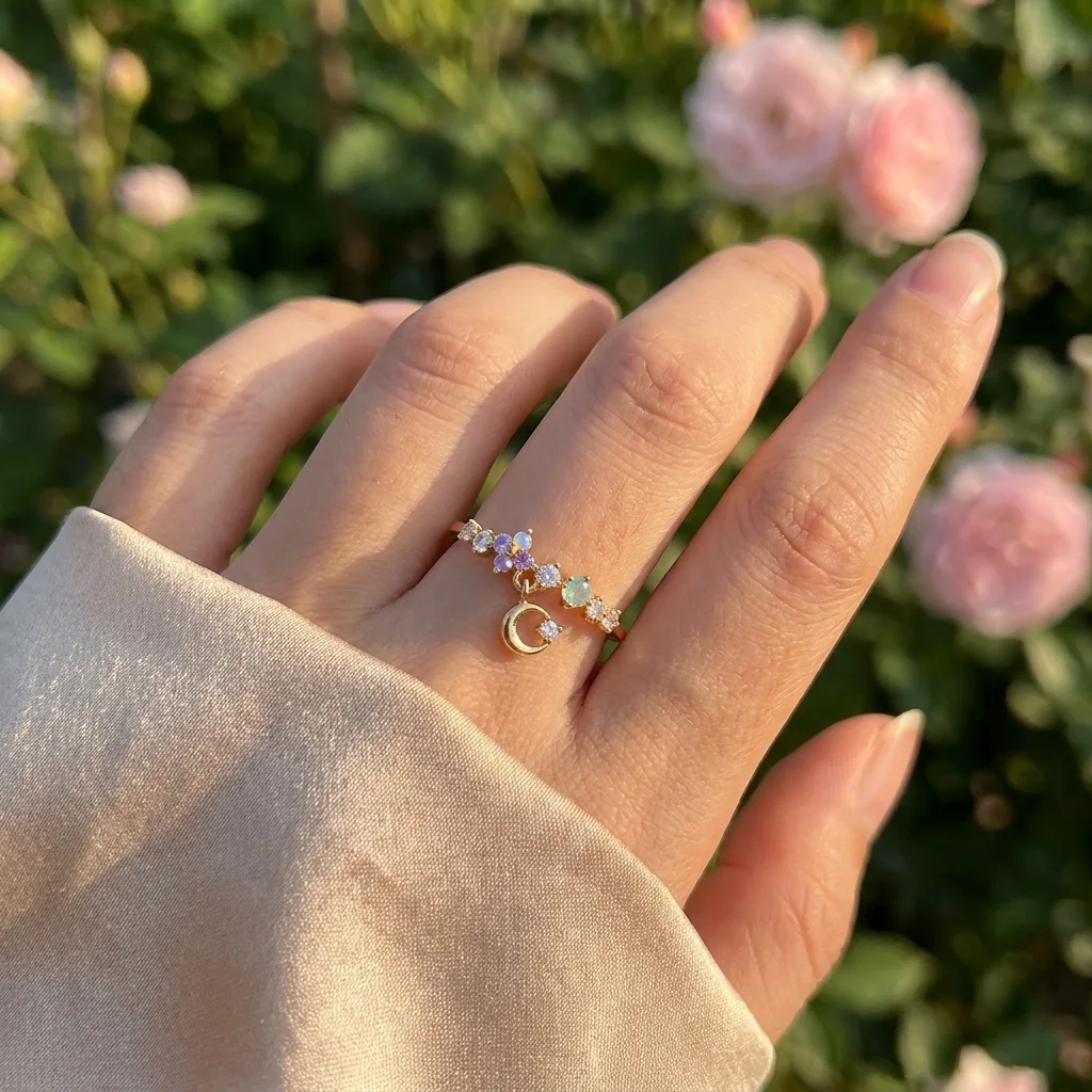 “Bientôt disponible” Bague Ajustable Pendentif Lune 