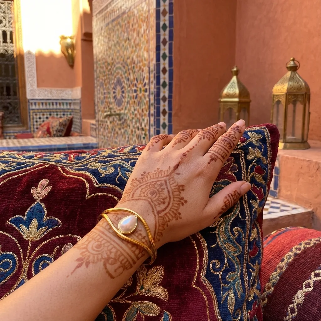 سوار ذهبي بلؤلؤة بيضاء  – أناقة شاعرية