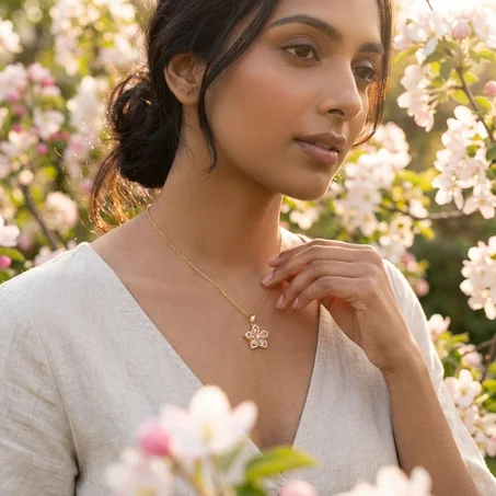 قلادة هندسية بشكل زهرة