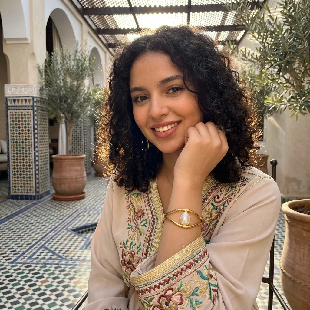 سوار ذهبي بلؤلؤة بيضاء  – أناقة شاعرية
