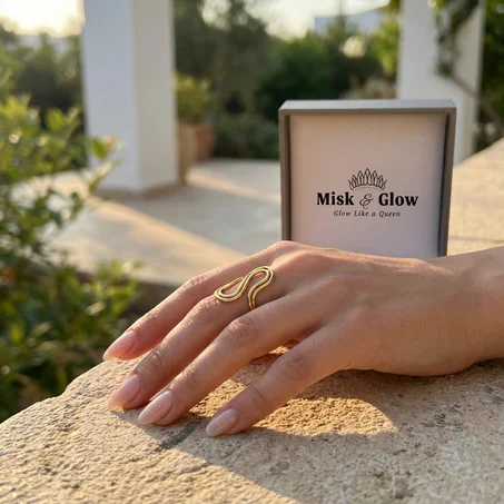 خاتم  فاخر بتصميم منحني أنيق