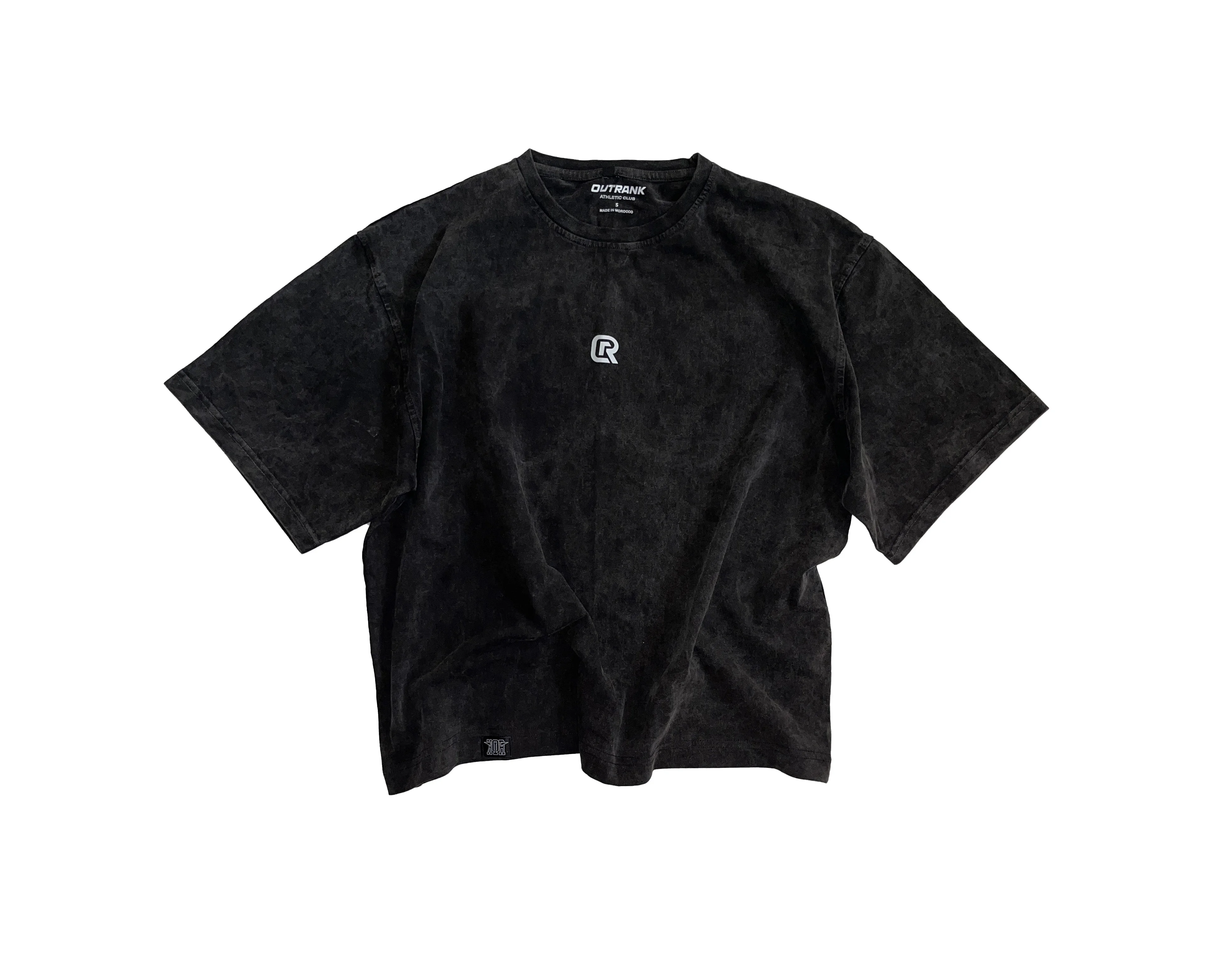 OUTRANK OVERSIZED ACID WASH BLACK T-SHIRT