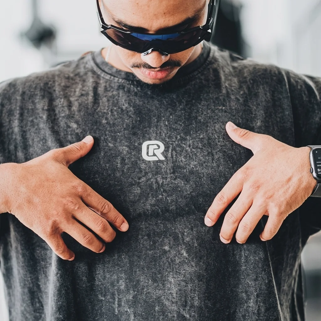 OUTRANK OVERSIZED ACID WASH BLACK T-SHIRT