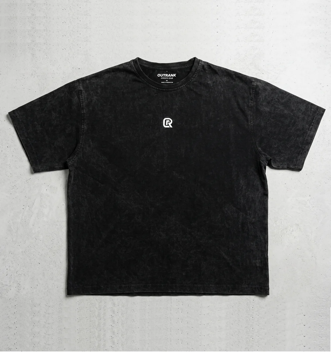 OUTRANK OVERSIZED ACID WASH BLACK T-SHIRT