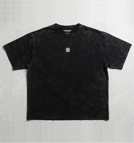 OUTRANK OVERSIZED ACID WASH BLACK T-SHIRT