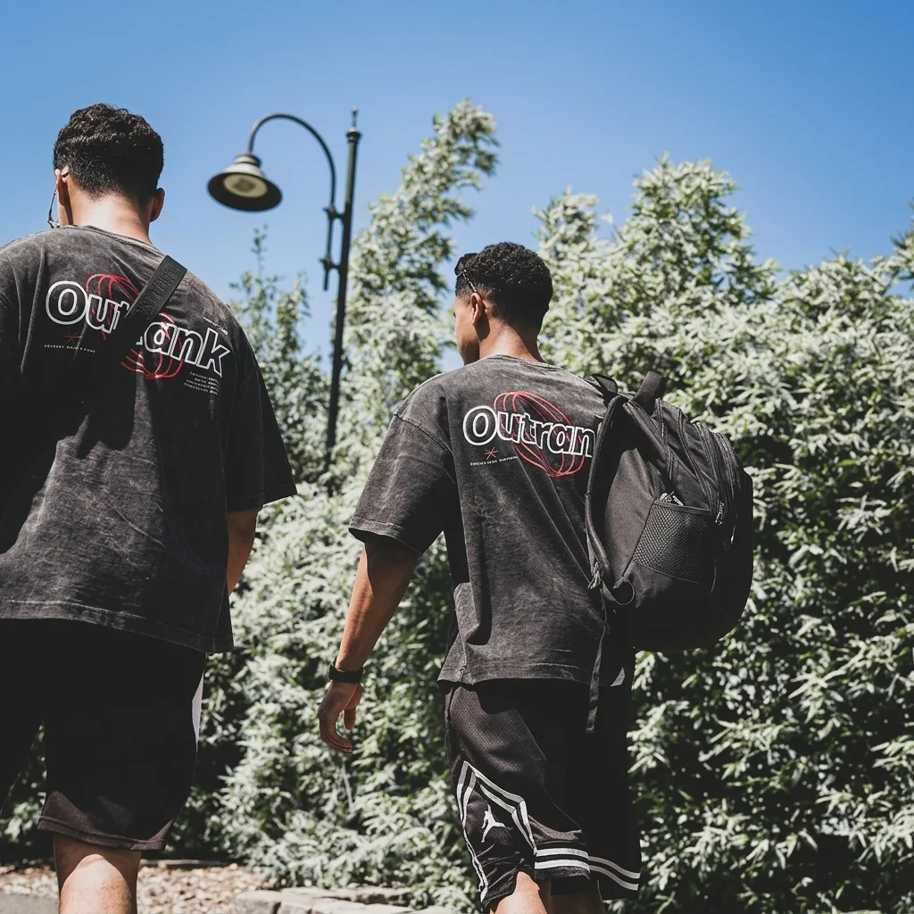 OUTRANK OVERSIZED ACID WASH BLACK T-SHIRT