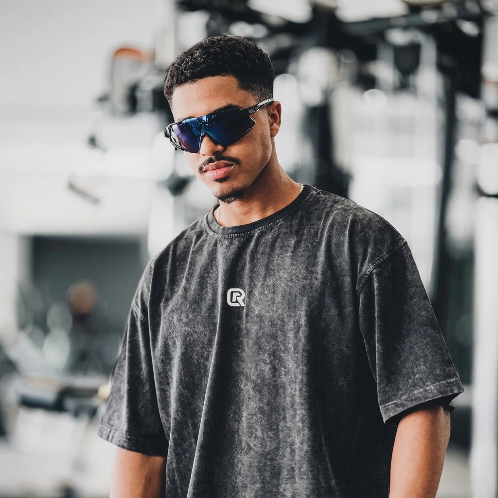 OUTRANK OVERSIZED ACID WASH BLACK T-SHIRT