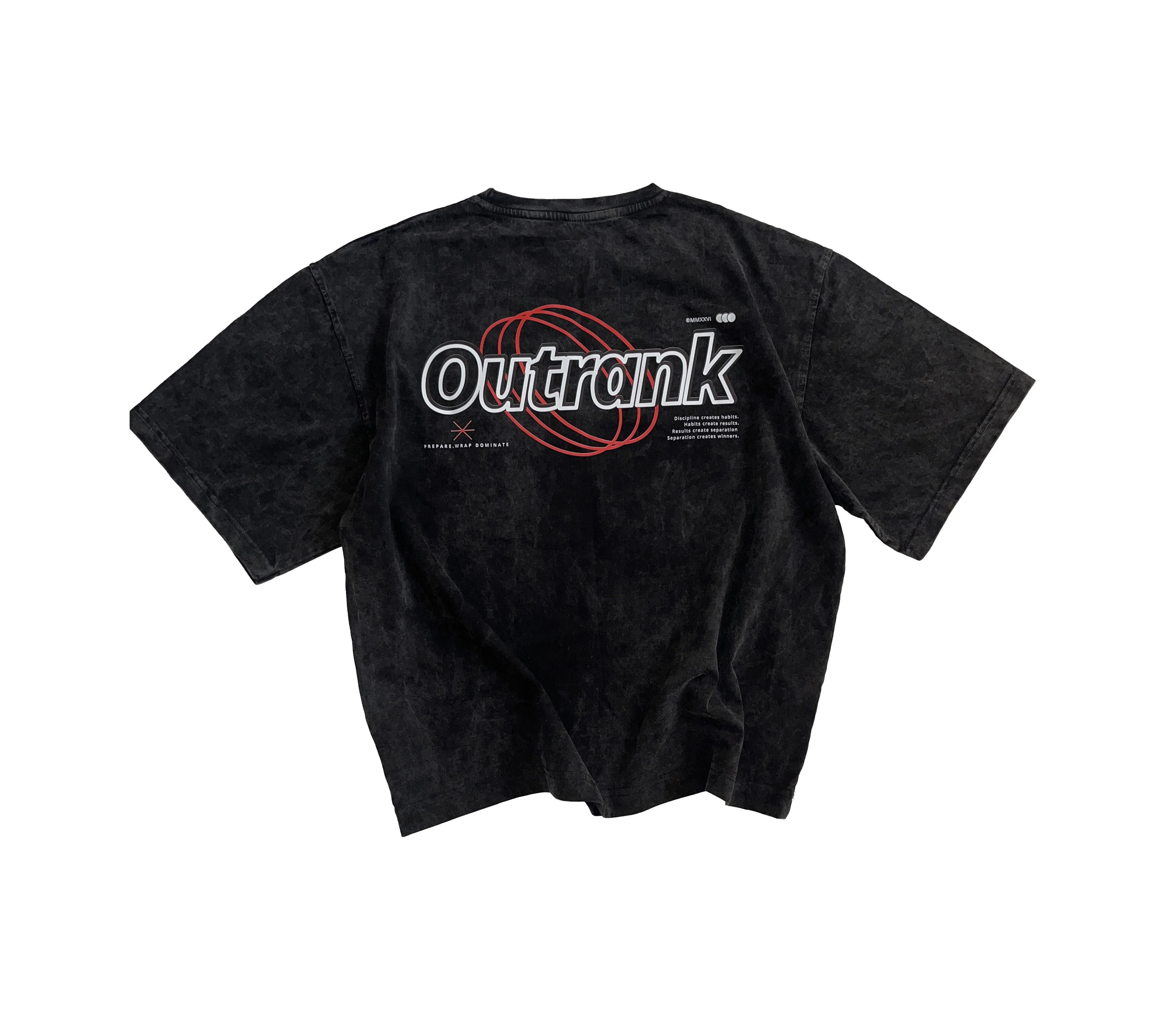OUTRANK OVERSIZED ACID WASH BLACK T-SHIRT