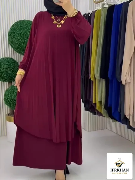 ✨ فستان أنيق بتصميم مزدوج – أناقة لا تُضاهى ✨