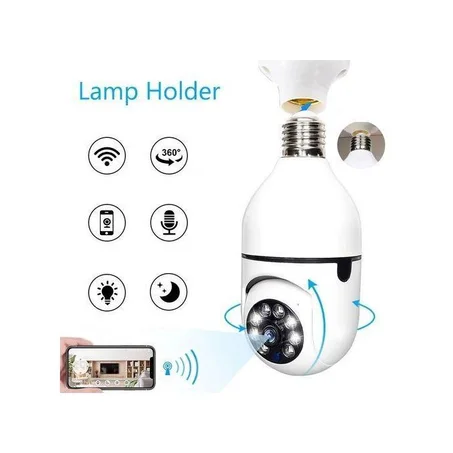 Caméra à Ampoule WiFi Sans Fil Sécurité Domestique Intelligente IR Nuit