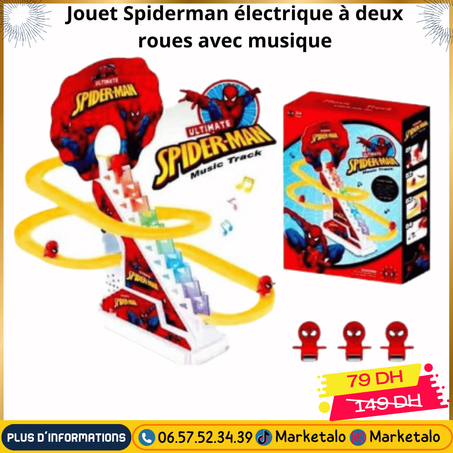 Jouet Spiderman électrique à deux roues avec musique