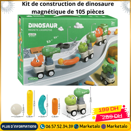 Kit de construction de dinosaure magnétique de 105 pièces