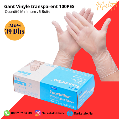 Gant Vinyle Transparent 500Pes