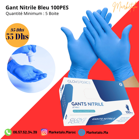 Gant Nitrile Bleu 500PES