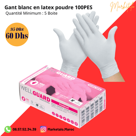 Gant Blanc En Latex Poudre 500Pes
