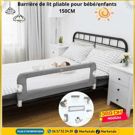 Barrière de lit pliable pour bébé