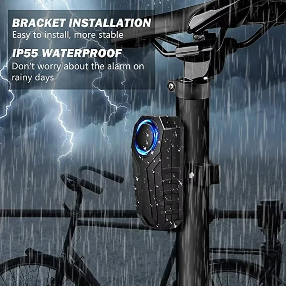 ELECTOP alarme de vélo 113dB antivol sans fil Vibration télécommande vélo moto alarmes maison Protection de sécurité extérieure