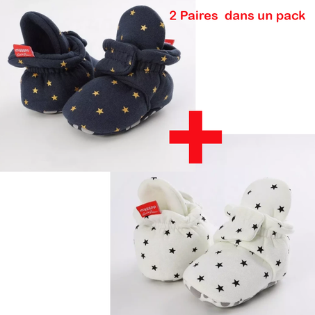 2 Paires ( Bleu marine + Blanc ) Chaussures  Antidérapantes Garçons Filles 5-12 Mois