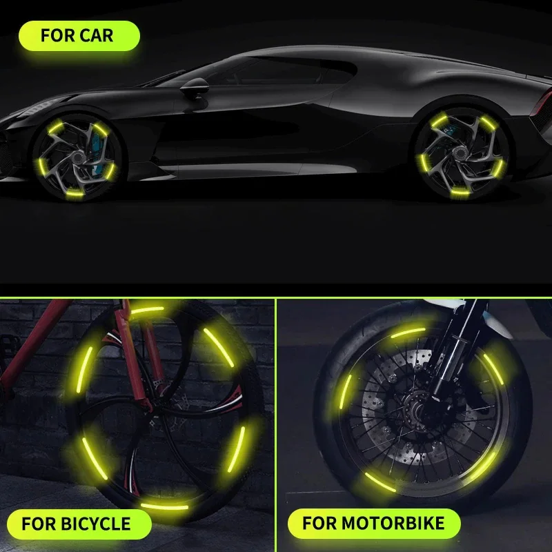 Kit Bandes Réfléchissantes Pour Roues De Voiture - Noir - Autocollant Sécurité