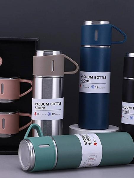 طقم فولاذي معزول مع 3 فناجين