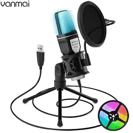 USB Microphone RGB Microfone Condensador