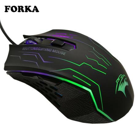 FORKA Silent Click USB Wired Gaming Mouse 6 Buttons 3200DPI