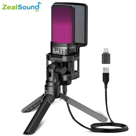 Zealsound RGB USB Gaming Condenser Microphone For PC PS4 PS5 Mac