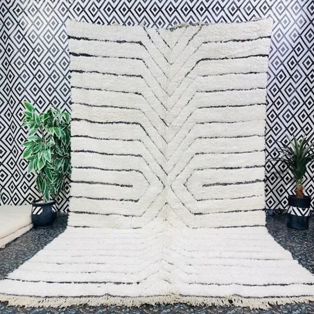Yuba - Made To Order White And Black Moroccan Rug
