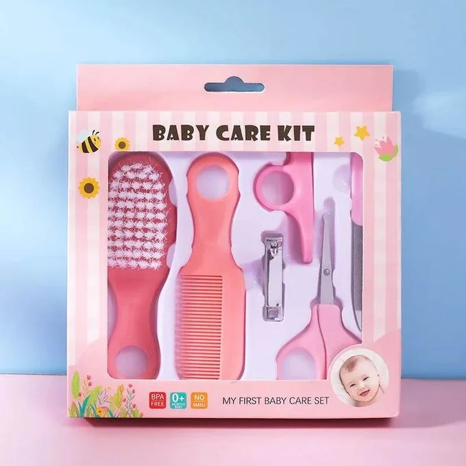 Kit de Soins et Toilette pour Bébé – 6 Accessoires Essentiels (Rose)