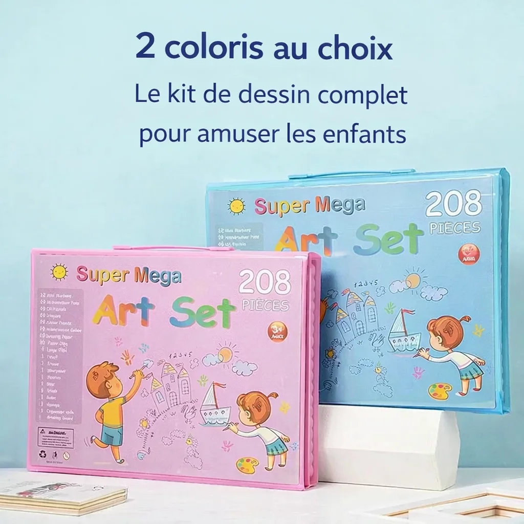 Coffret de Dessin Complet 208 Pièces avec Tableau Intégré