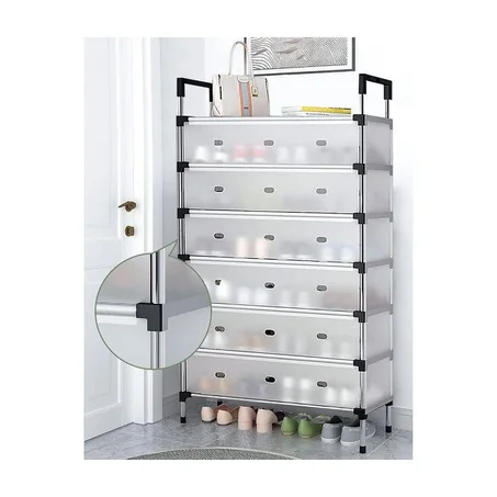 Étagère à Chaussures Multicouche Anti-Poussière avec Armoire de Rangement